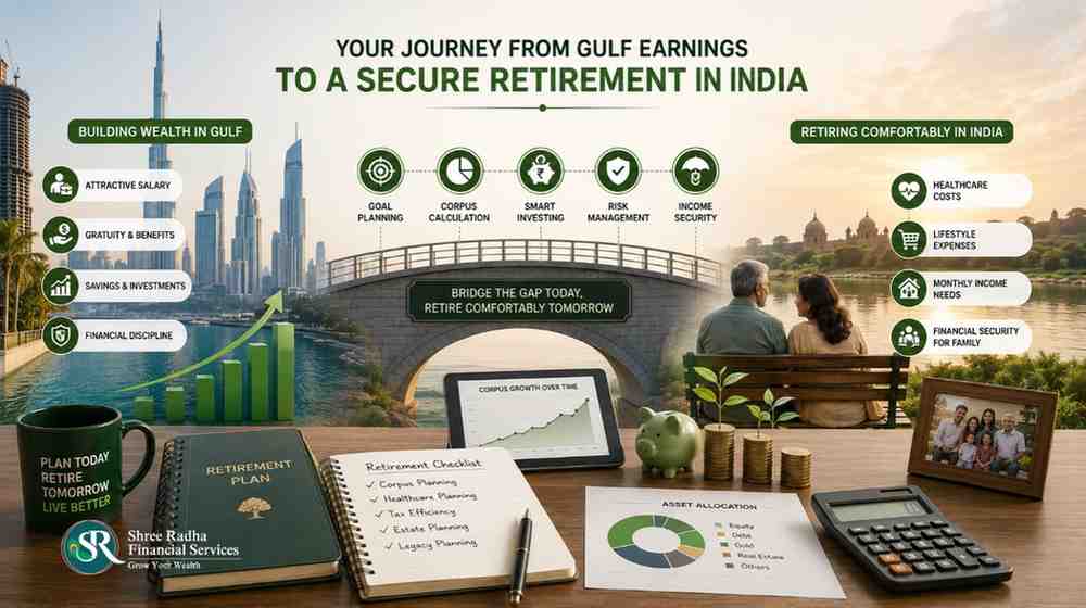 NRI retirement planning India dirham rupee gap five bucket framework