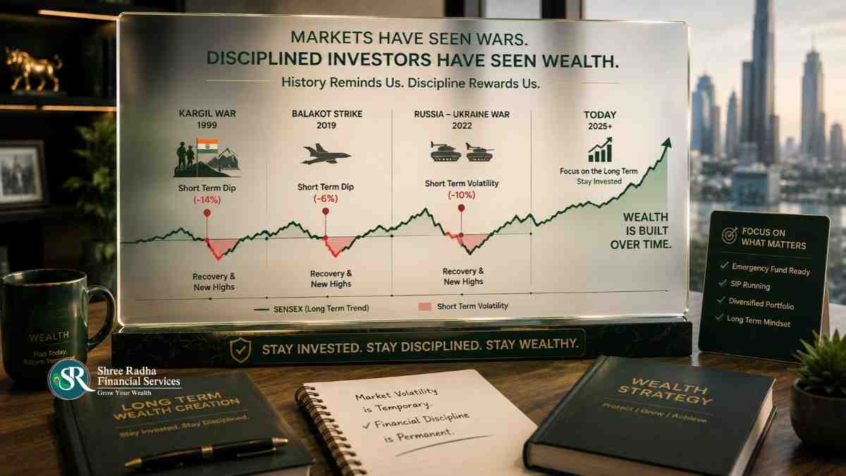 Indian stock market Sensex Nifty performance during past wars Kargil Balakot Russia Ukraine