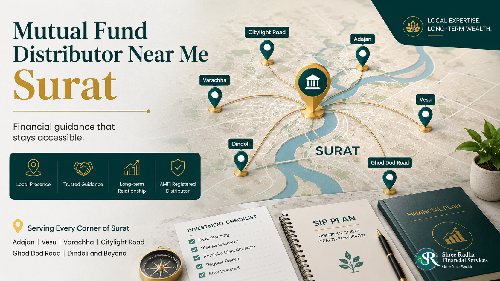 Mutual Fund Distributor Near Me Surat: Adajan, Vesu, Varachha, Citylight Road, Ghod Dod Road & Dindoli